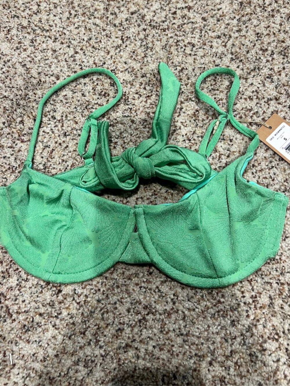 SIVAN AYLA TAN + LINES MINT SHELL BIKINI TOP